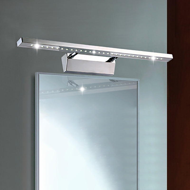Sikunuo | Rectangular Interior Mirror Light Stainless Steel 16"/19.5" W LED Modern Wall-Mounted Light in Chrome, Warm/White Lighting