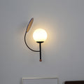Sikunuo | Gold/Black Global Wall Light Retro 1 Light Matt White Glass Wall Light with Reflector