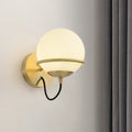 Sikunuo | Single Wall Mounted Spherical Wall Light Contemporary Matte White Glass Brass Wall Light Fixture