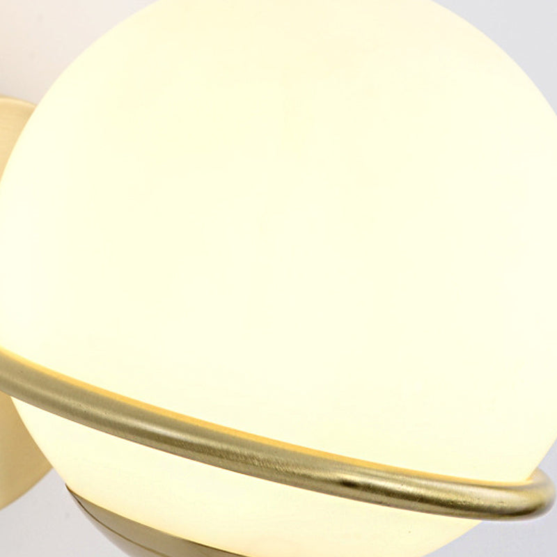 Sikunuo | Single Wall Mounted Spherical Wall Light Contemporary Matte White Glass Brass Wall Light Fixture