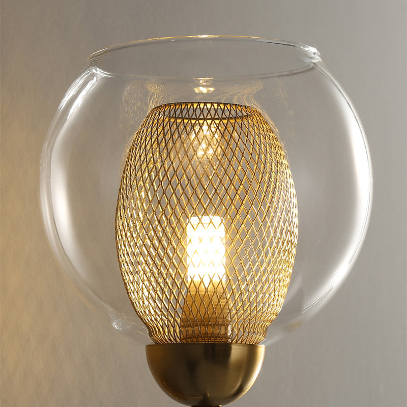 Sikunuo | Dual Cup Form Wall Mounted Lamp Modernist Simple Clear Glass and Metallic Wall Sconce in Black/Gold