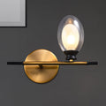 Sikunuo | Clear/Amber Glass Egg Shape Wall Light Minimalist 1 Light Brass Wall Lamp with Horizontal Arm
