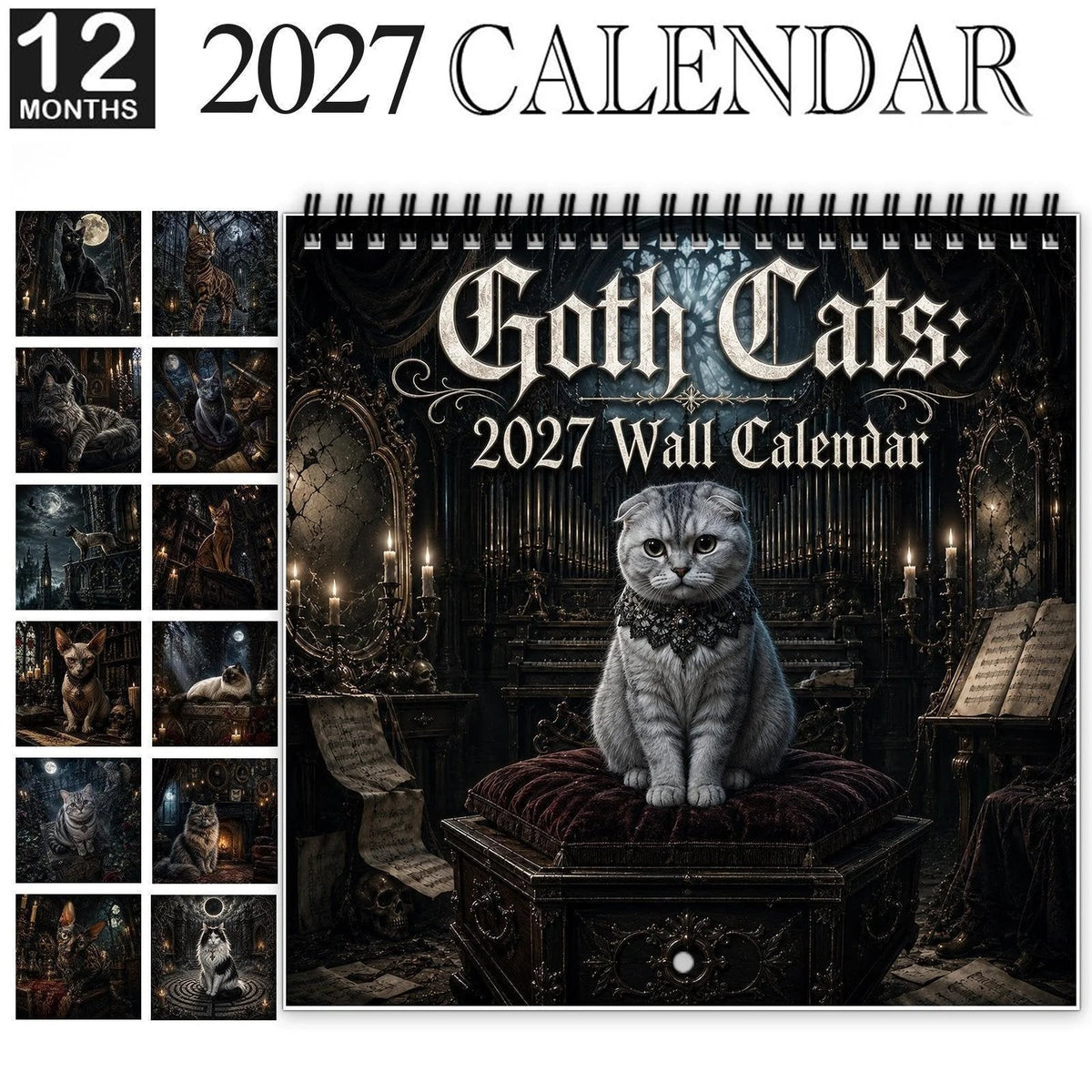2027 Gothic Cat Wall Calendar