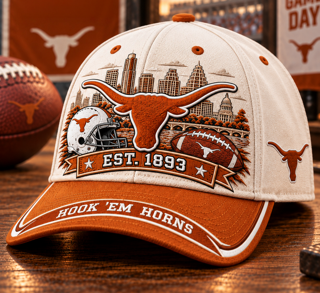 Burnt Orange Hook ’Em Horns Cap