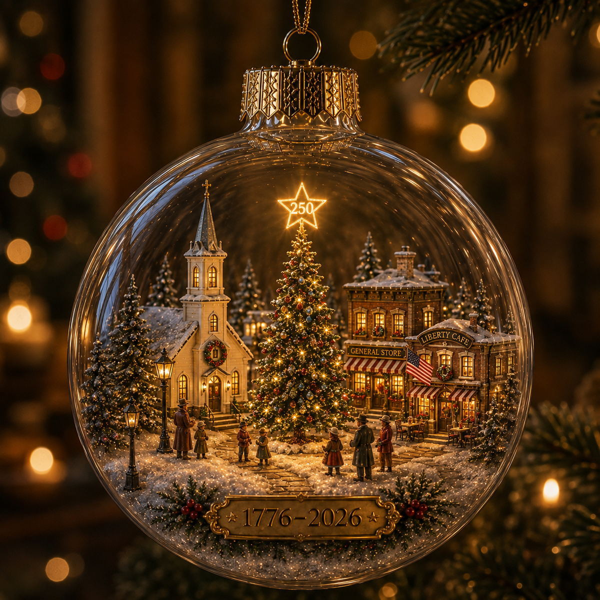 America 250th Anniversary Light-Up Christmas Globe Ornament
