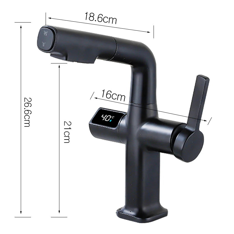 Sikunuo | Elegant House Brass Aqua View Bathroom Digital Faucet