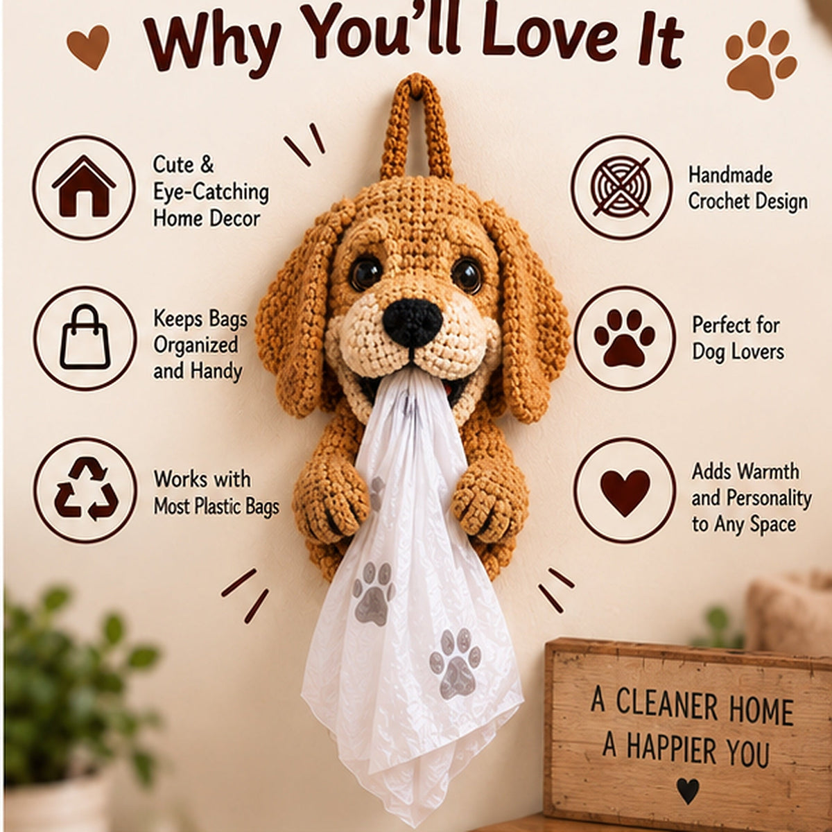 DIY Crochet Dog Bag Holder Kit – 6 Adorable Breeds