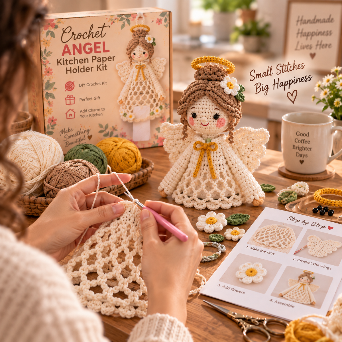 Crochet Angel Kitchen Tissue Holder DIY Kit