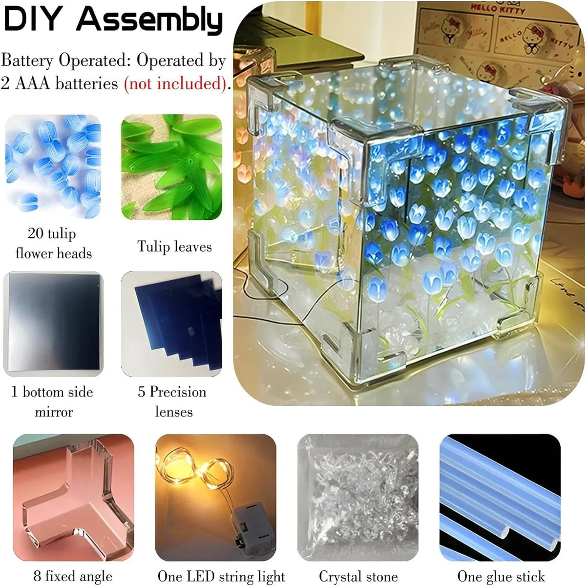 Sikunuo | 3D Tulip DIY Flower Cube Night Lamp