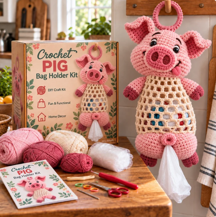 Crochet Animal Bag Holder DIY Kit – 8 Adorable Animals