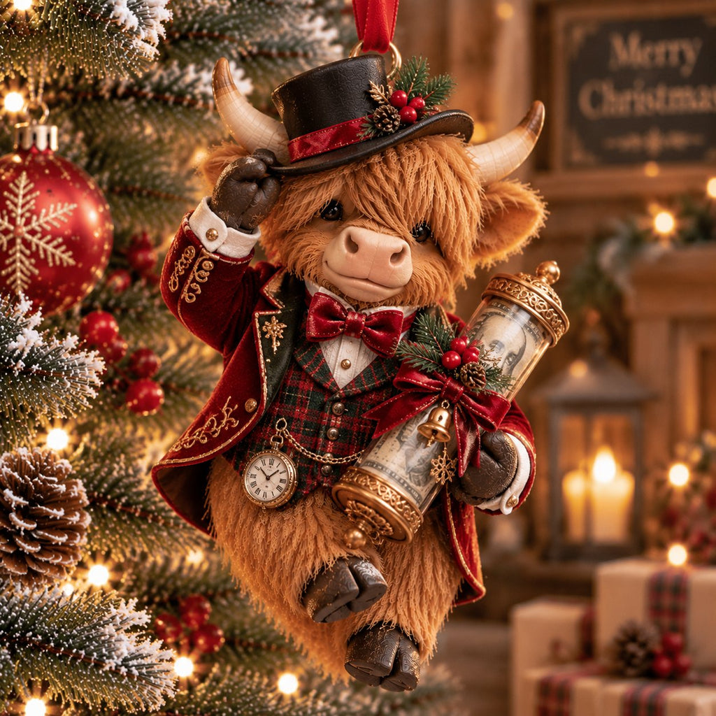 Highland Cow Christmas Cash Holder Ornament