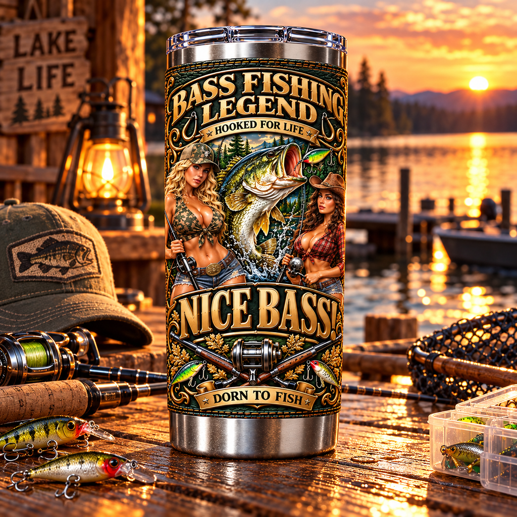 Bass Fishing Legend “Nice Bass!” Insulated Travel Tumbler