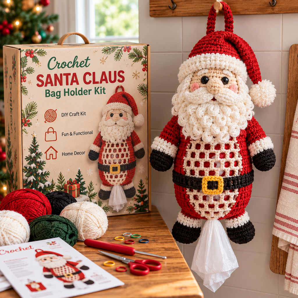 Christmas Gingerbread Man Crochet Bag Holder Kit