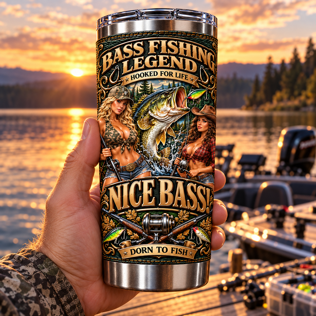 Bass Fishing Legend “Nice Bass!” Insulated Travel Tumbler