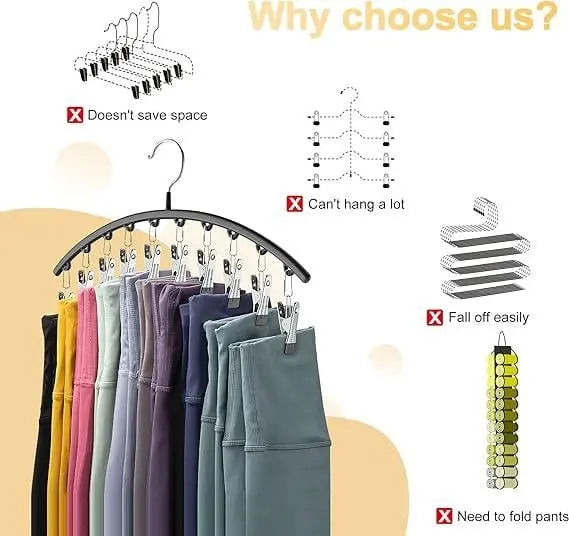 Sikunuo | 2-piece Set Leggings Organizer Hangers – with 20 Clips for space-saving storage!
