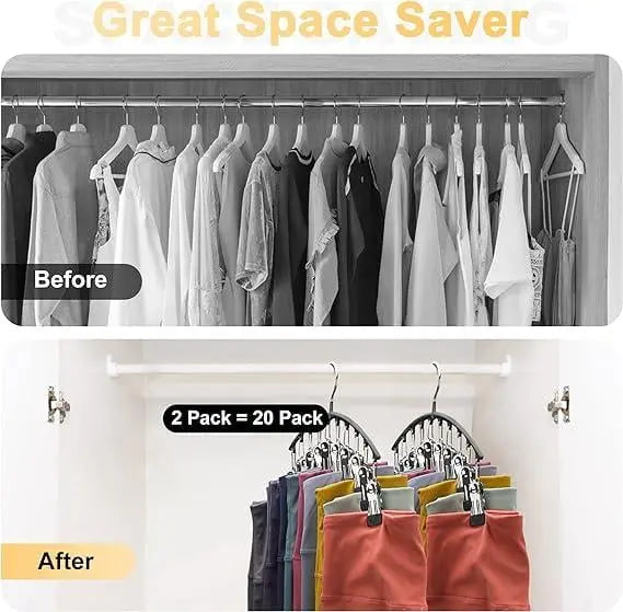 Sikunuo | 2-piece Set Leggings Organizer Hangers – with 20 Clips for space-saving storage!