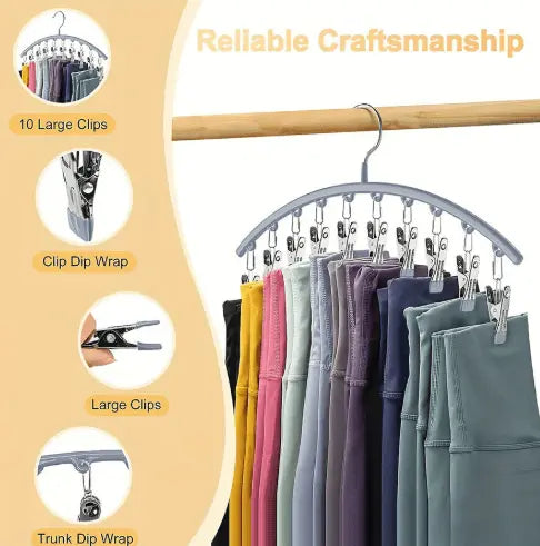 Sikunuo | 2-piece Set Leggings Organizer Hangers – with 20 Clips for space-saving storage!