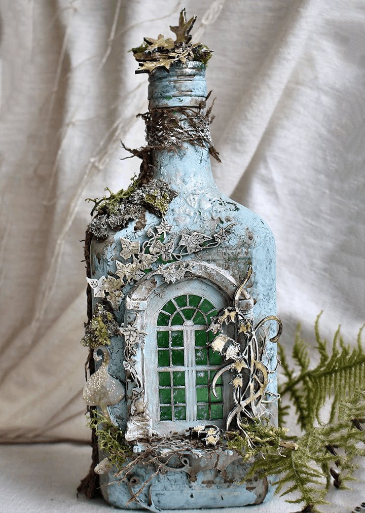 Sikunuo | Altered Art Bottle - Mystical forest stories