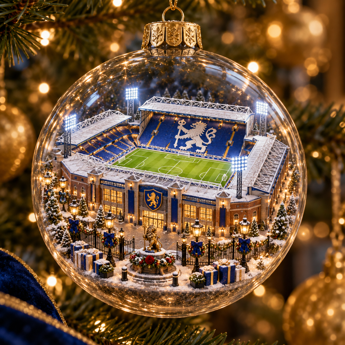 Keep the Blue Flag Flying High Light-Up Football Heritage Ornament