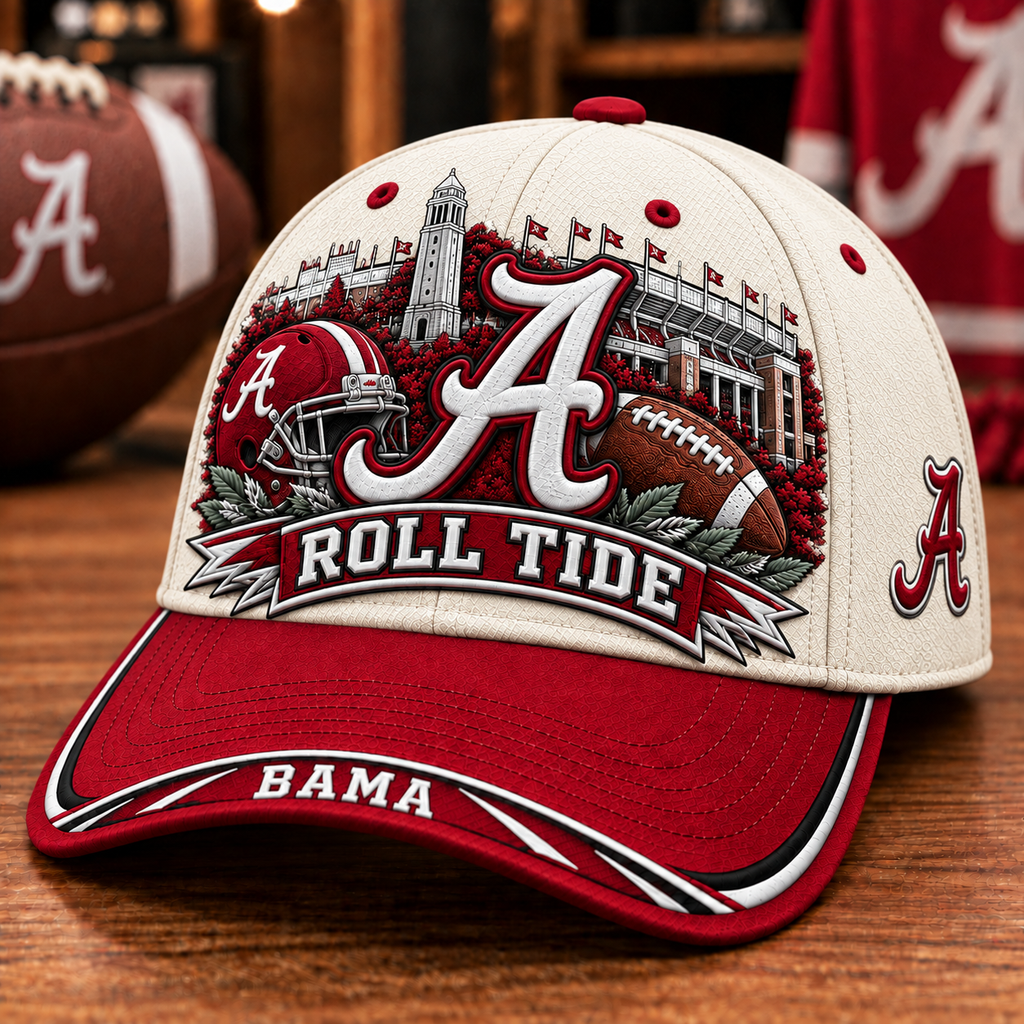 ROLL TIDE Crimson Football Fan Cap
