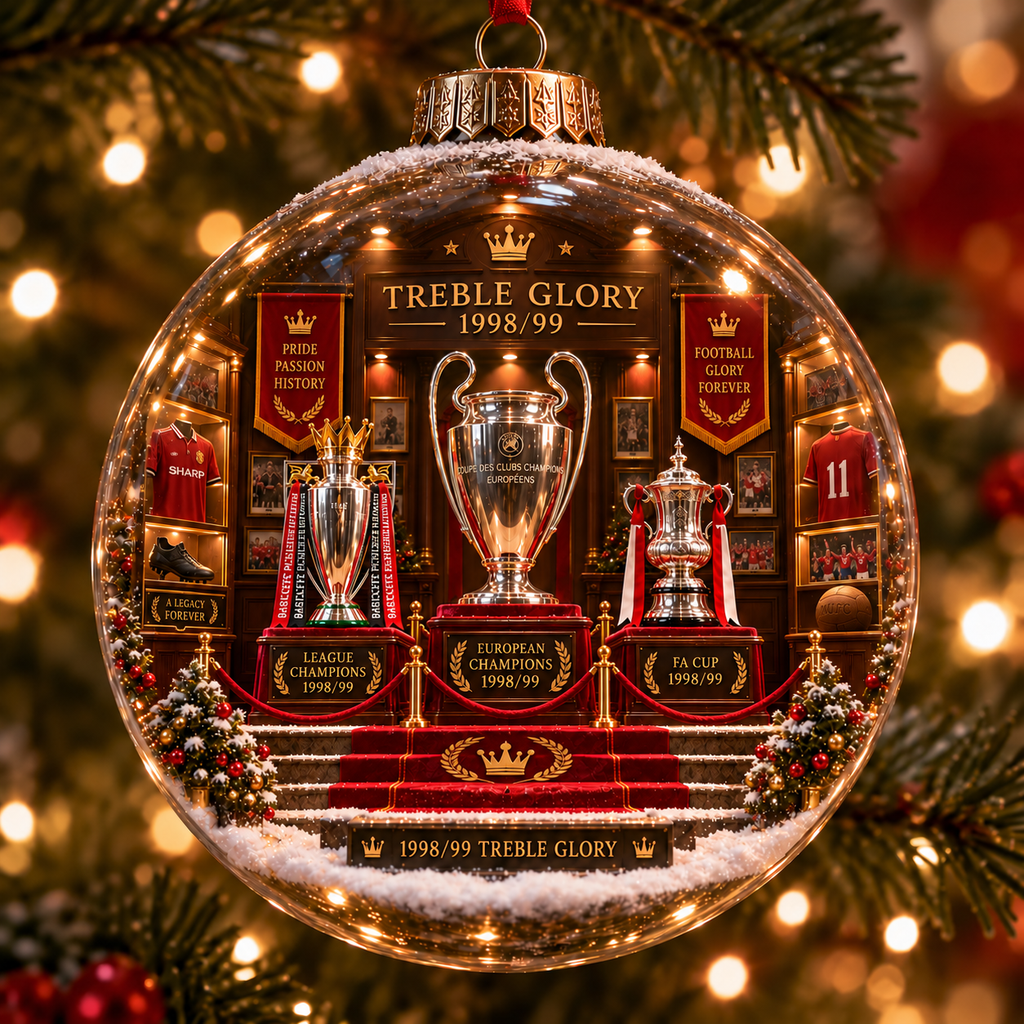 United in Red — Light-Up Football Heritage Ornament