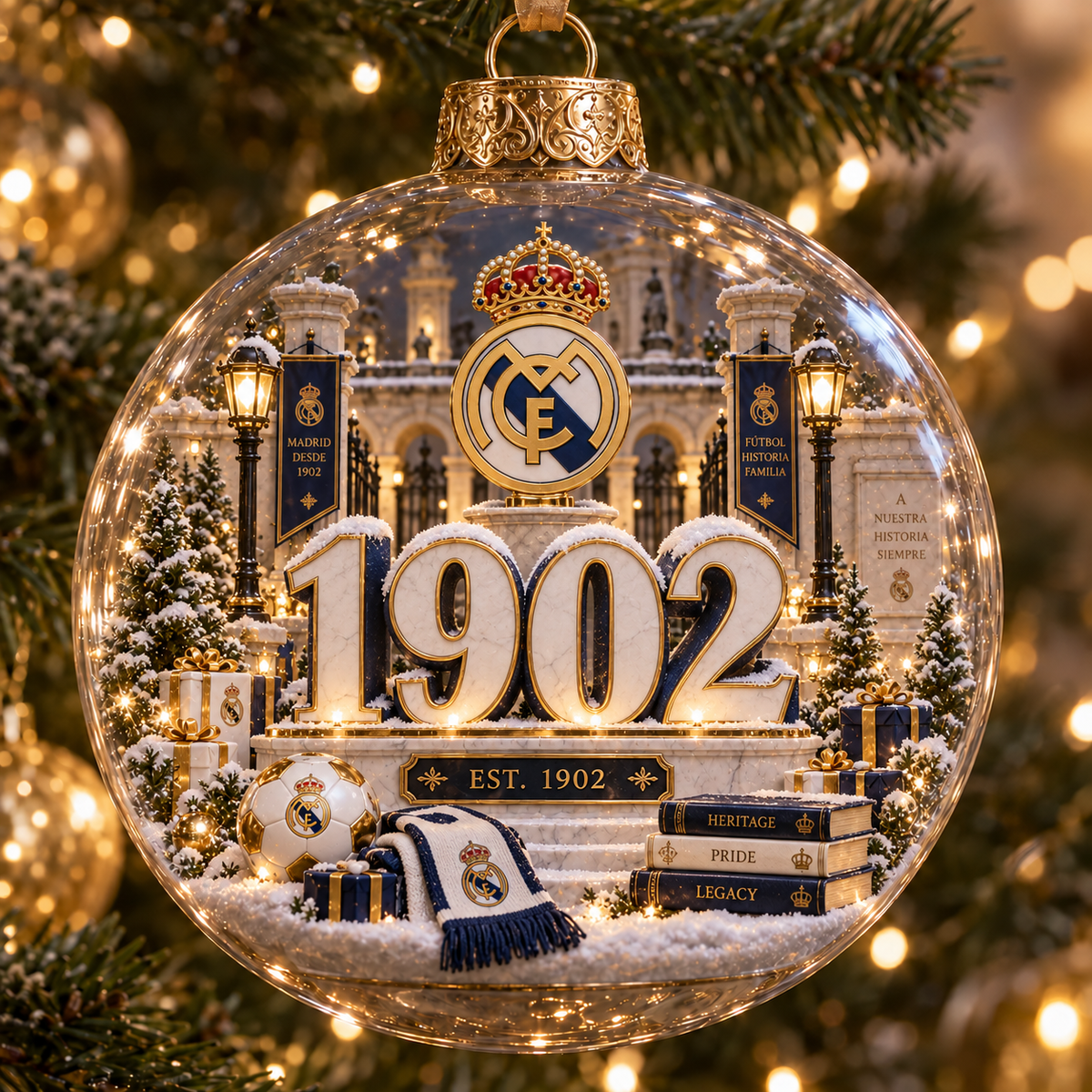 Hala Madrid — Light-Up Football Ornament