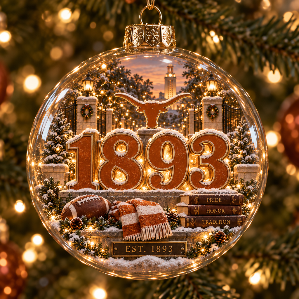 Hook ’Em – Light-Up College Football Heritage Christmas Ornament