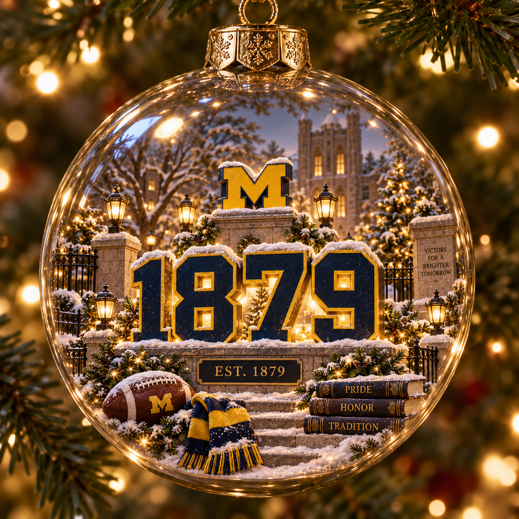 Go Blue – Light-Up College Football Heritage Christmas Ornament