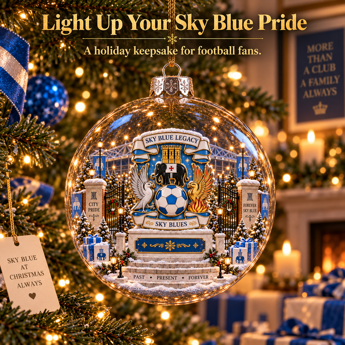 Rise & Fly Light-Up Football Christmas Globe Ornament