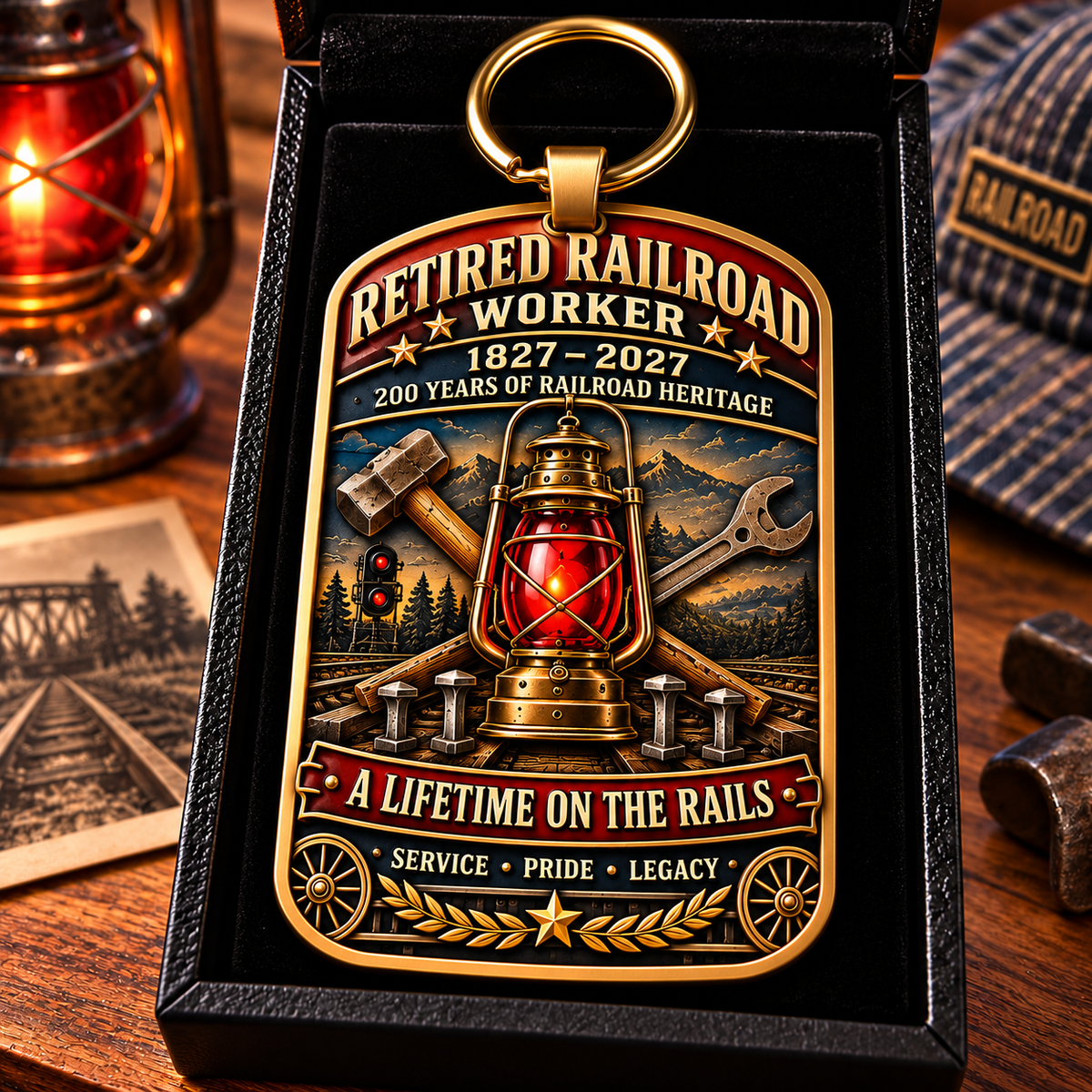Retired Railroad Worker 200th Anniversary Commemorative Keychain