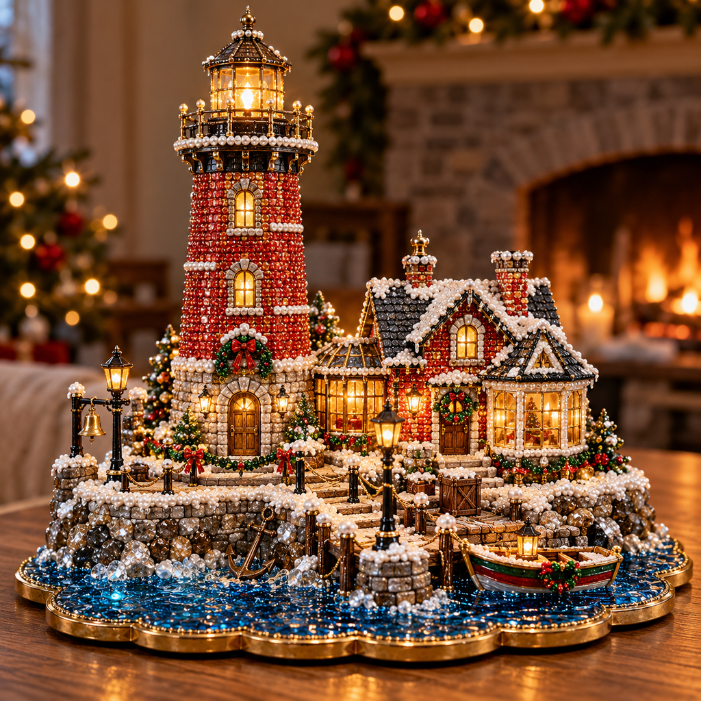 Christmas Lighthouse Village – DIY 3D Diamond Art Decoration Kit
