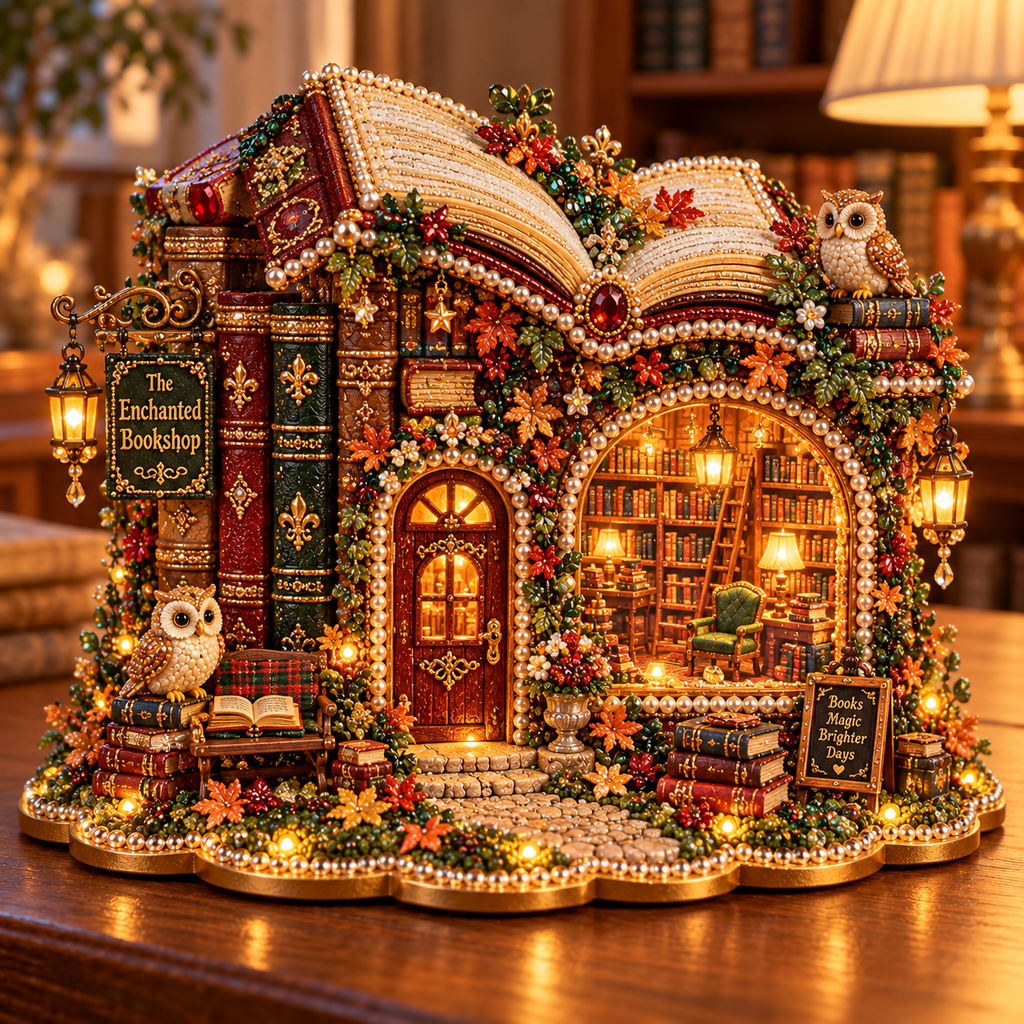 Owl's Enchanted Village – DIY 3D Diamond Art Decoration Kit
