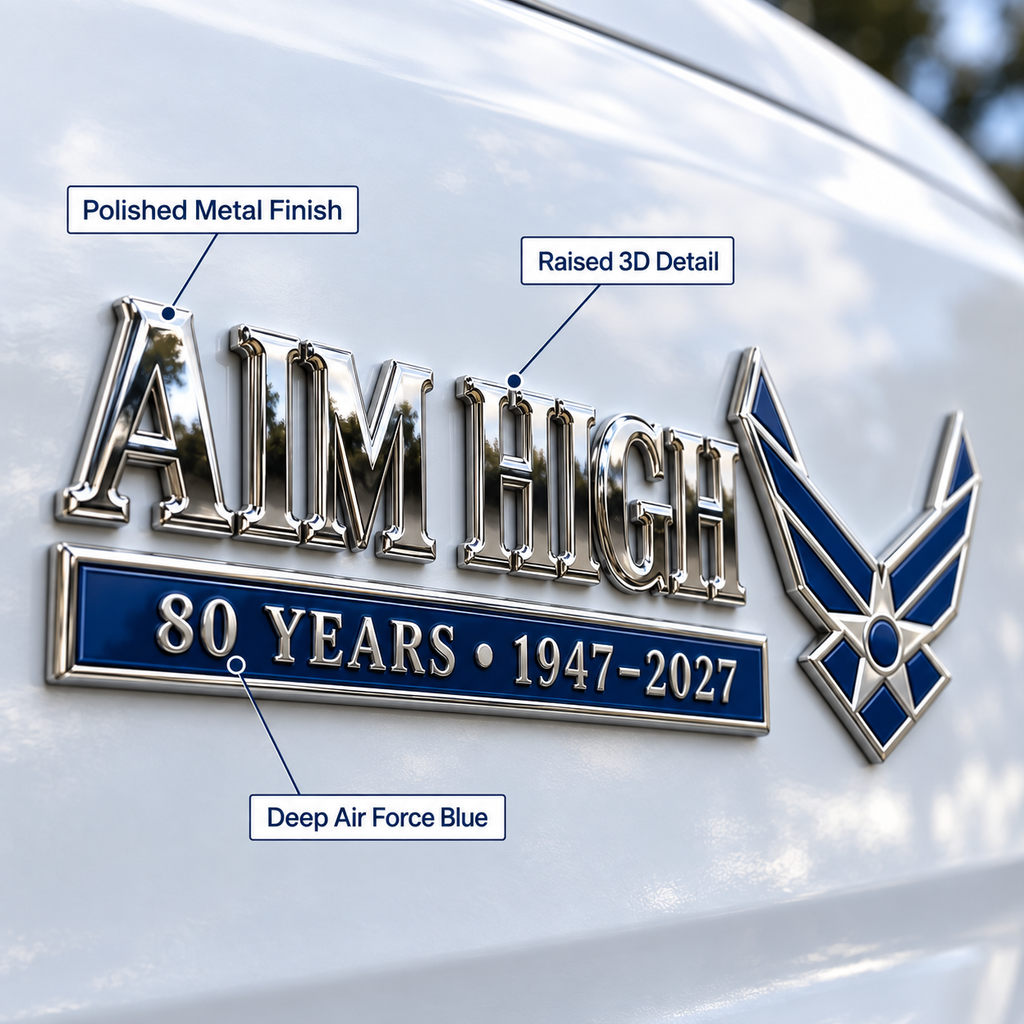 1947–2027 Air Force 80th Anniversary AIM HIGH Car Emblem