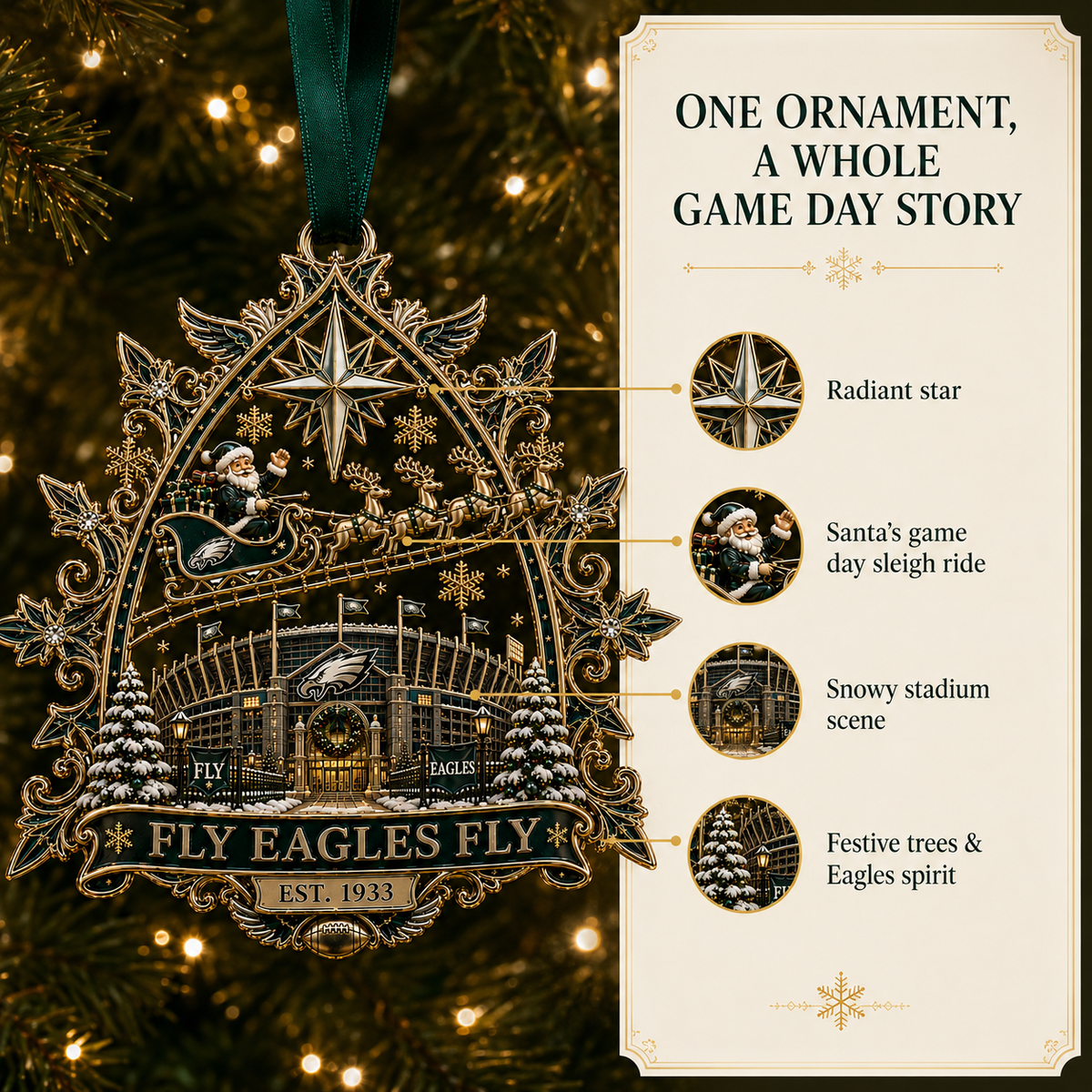 FLY EAGLES FLY Christmas Stadium Keepsake Ornament