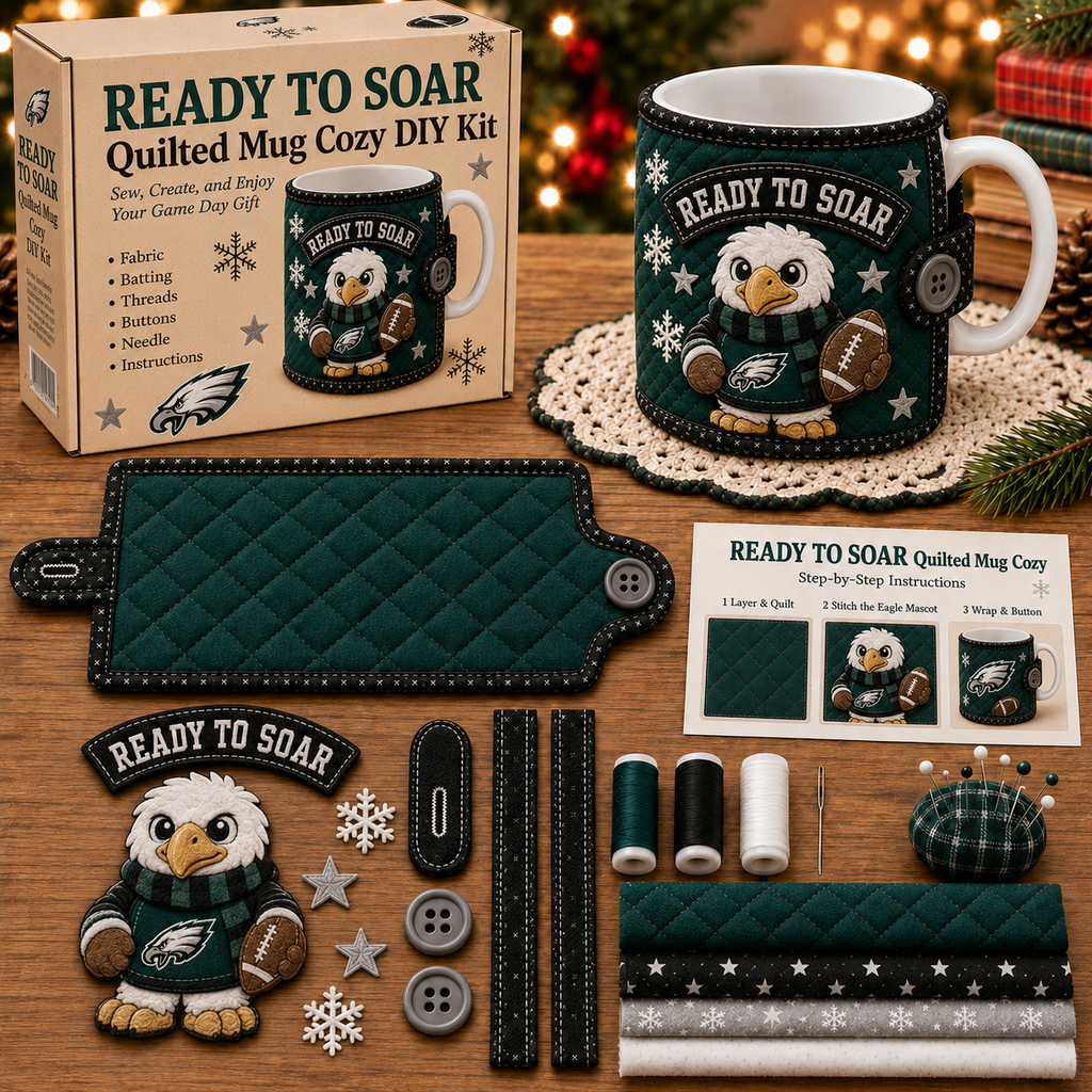 FLY EAGLES FLY — Quilted Mug Cozy Sewing Kit