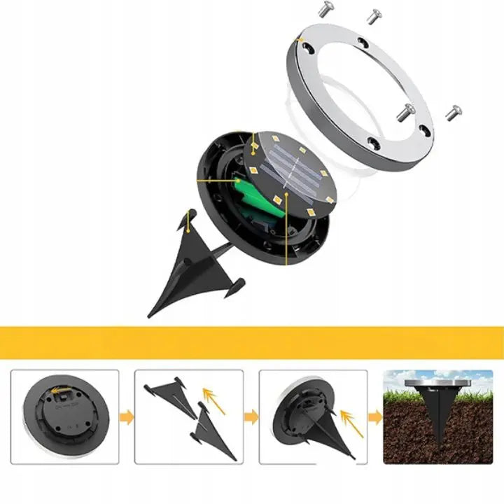 Sikunuo | 3 Piece Solar Ground Lights – Elegant Outdoor Lighting without Cables