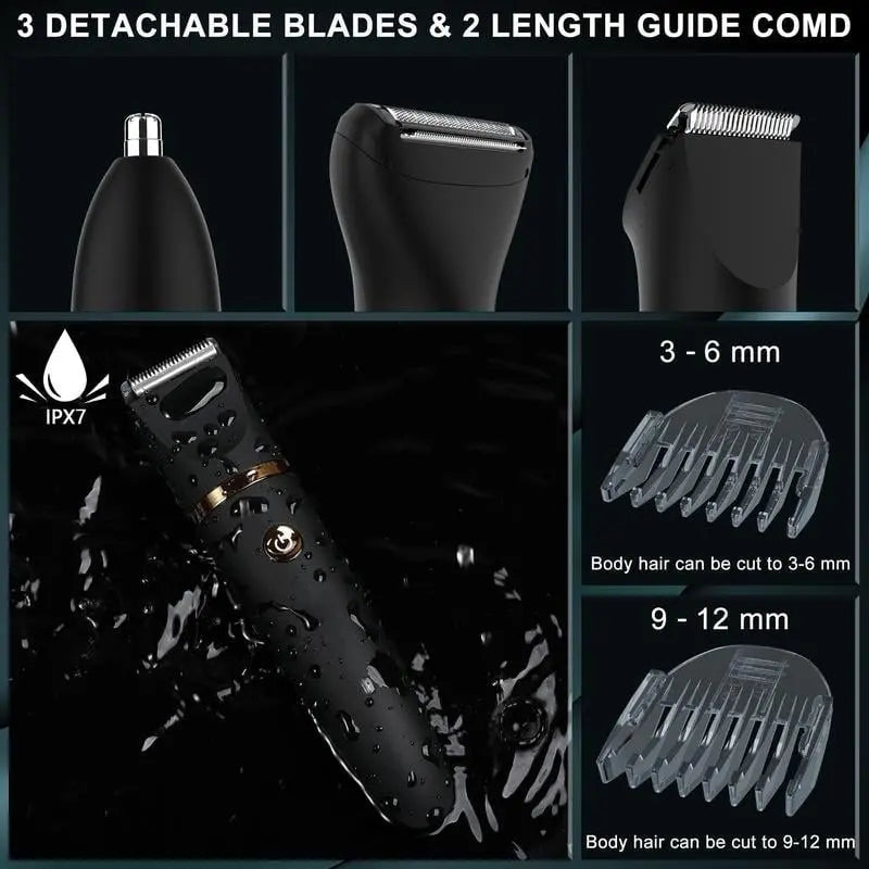 Sikunuo | 3-in-1 Electric Razor for Men – Precise Grooming in the Intimate & Body Area