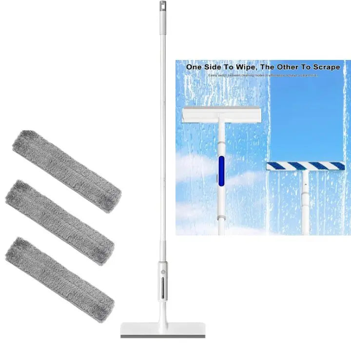 Sikunuo | 3-in-1 Window Cleaner with Extension & Spray Function + 3 Cloths