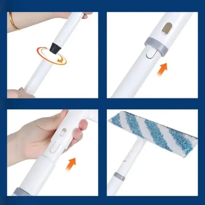 Sikunuo | 3-in-1 Window Cleaner with Extension & Spray Function + 3 Cloths