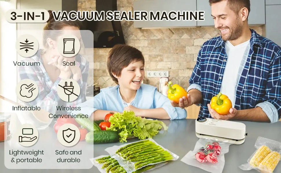 Sikunuo | 3-in-1 cordless mini vacuum sealer – keep food fresh & more