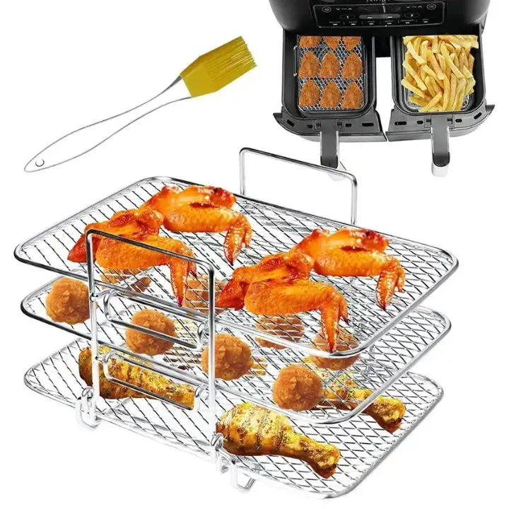 Sikunuo | 3-tier stainless steel air fryer rack for versatile cooking