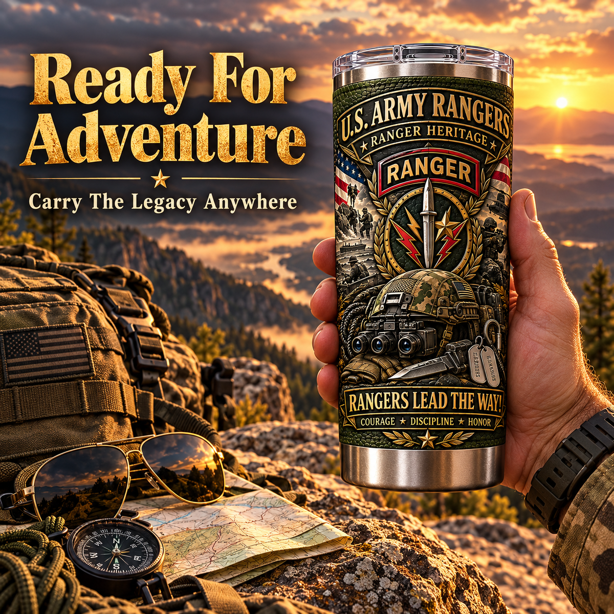 U.S. Army Rangers Heritage Insulated Travel Tumbler