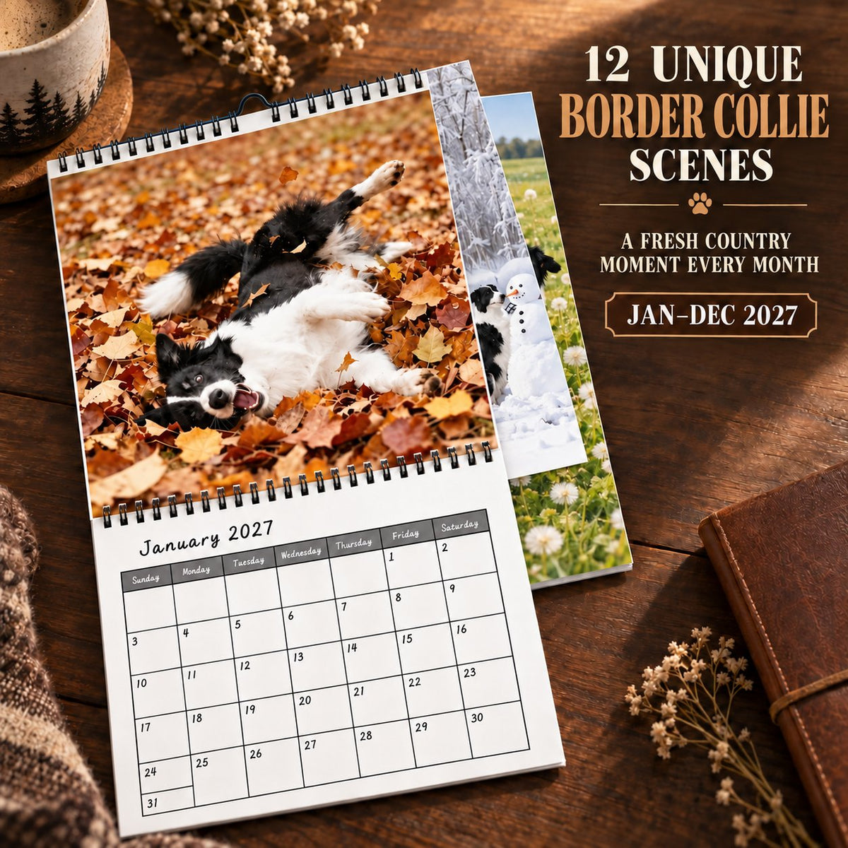 Cowboy Border Collie 2027 Calendar