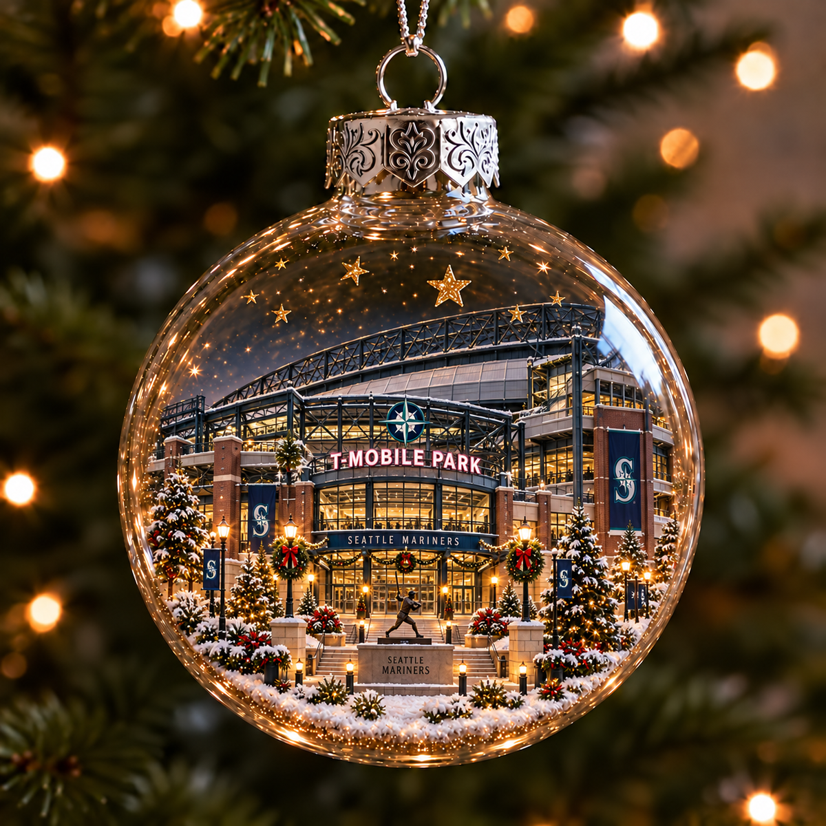 Light-Up Baseball Stadium Christmas Ornament