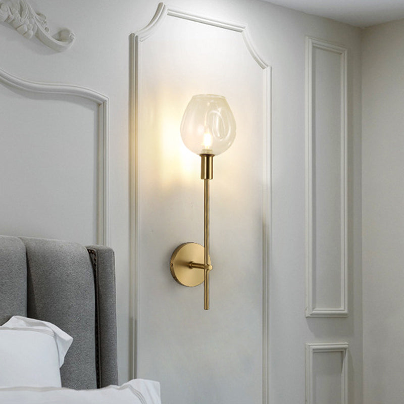 Sikunuo | Clear Glass Cup Wall Light Modern 1 Head Wall Mounted Lamp in Gold with Metal Pencil Arm