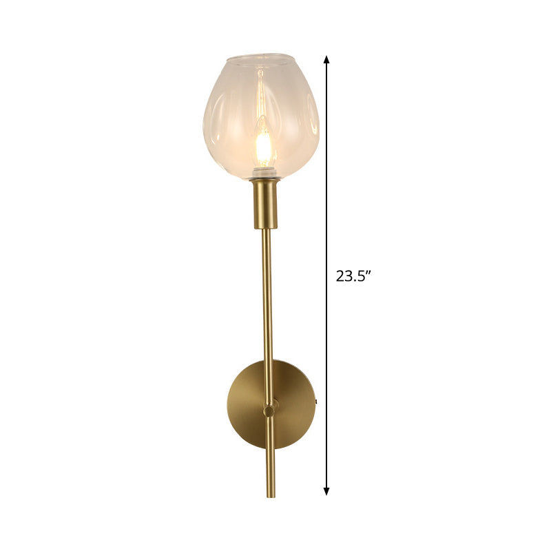 Sikunuo | Clear Glass Cup Wall Light Modern 1 Head Wall Mounted Lamp in Gold with Metal Pencil Arm