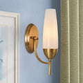 Sikunuo | Contemporary 1-Light Wall Lamp Brass Cone Sconce Lamp with Opaque Glass Shade