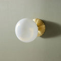 Sikunuo | 1 Light Living Room Wall Lamp Minimalist Gold Wall Lamp with Orb Milk Glass Shade