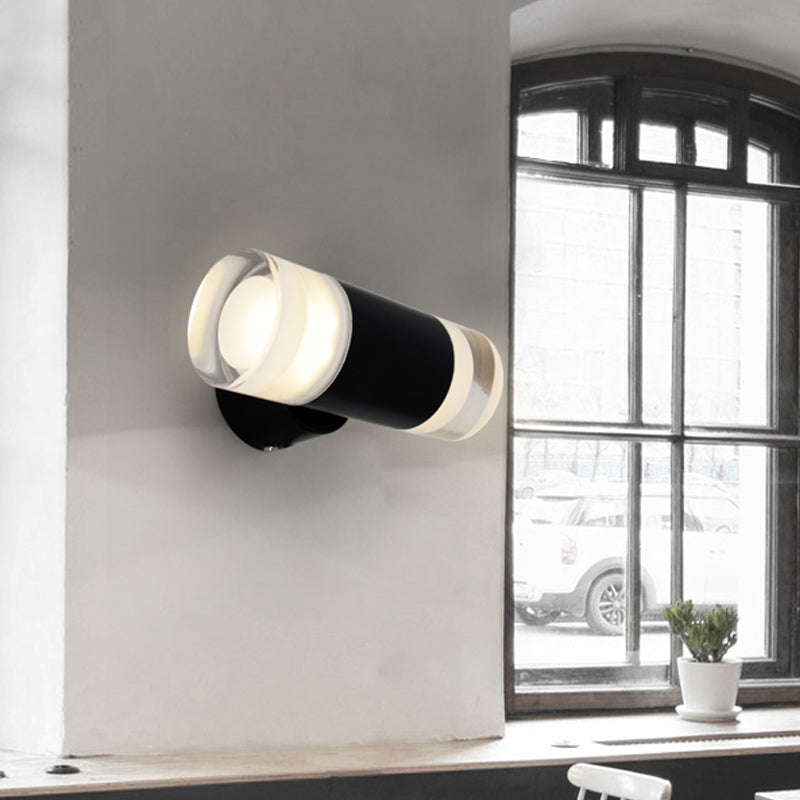 Sikunuo | Metal tube wall light Minimalist 2 heads wall-mounted light in black for the living room