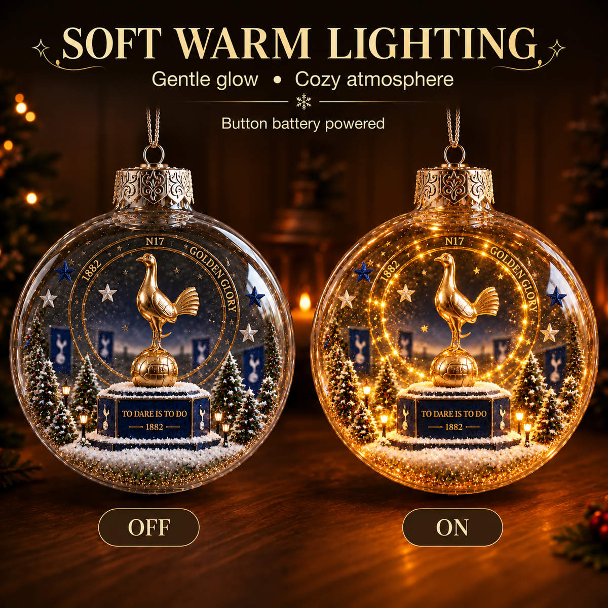 To Dare Is To Do Light-Up Football Christmas Globe Ornament